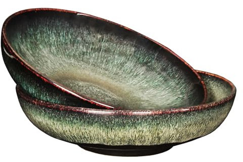 Jinsongdafa Ceramic Pasta Bowls Set of 2, Salad Bowls Soup Plates 1600 ML, Microwave & Dishwasher Safe, Modern Porcelain Dishes 25.2 CM