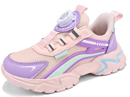 Basketballschuhe Kinder für Jungen und Mädchen High Top Outdoor Sportschuhe Atmungsaktive Turnschuhe Sneaker Pink Lila 38 EU