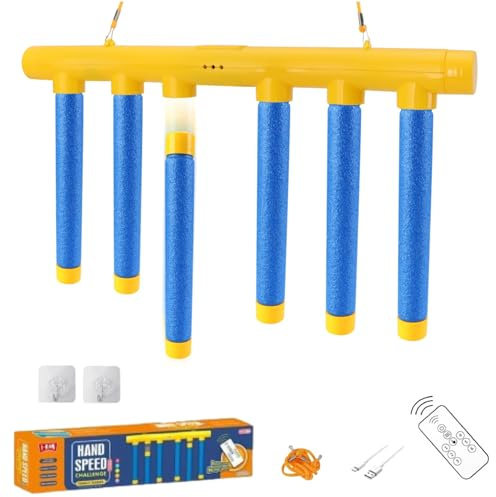 Reflex Drop Sticks Challenge Game with Remote Control, Reflex Sticks Reaction Hand Eye Coordination Training Toy, 3 Adjustable Speed Modes Hand, Fun Catching Stick Game