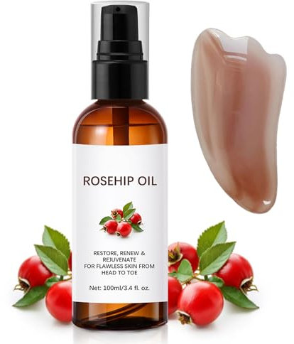 Rosehip Oil,Rosehip Oil for Face 100ml, Natural Rose Hip Oil, Organic Rosehip Oil, Cold Pressed & Unrefined, Nourishing & Moisturising, for All Skin & Hair Types, Comes with a Massage Board