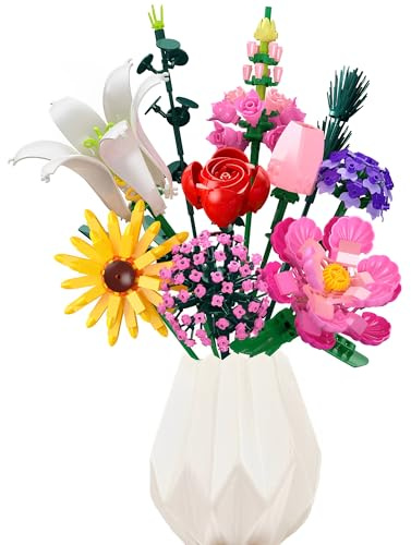 Construction de Bouquet de Fleurs, Plantes de Artificielles Flower, Cadeau de pour Enfants Anniversaire