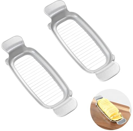 Smör- och osthyvel, mångsidig smörskärare, med ergonomiskt handtag, smörskärare, enkel stång, osthyvel för blockost, köksskärare för äggfrukter, bakning, 2 stycken