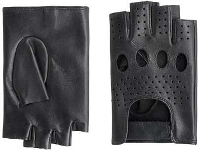 GLOVE STORY Körvantar för män i svart ofodrat lammläder | Rörelsefrihet och smal stil | Lätt tillbehör för touch-precision och retroelegans, svart, L