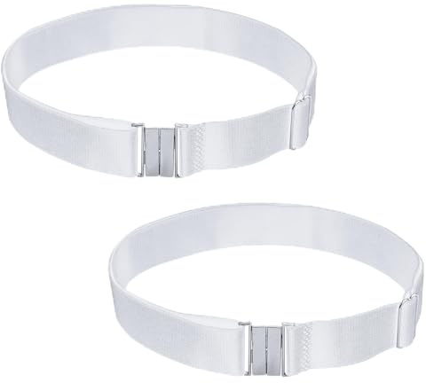 Liguero de Muslo para Mujer, Ajustable Elástico Liguero Pierna con Hebillas Arnés para Calcetines Altos (Blanco)