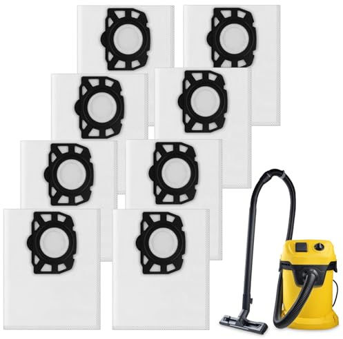 8 Pack Karcher Vacuum Bags, Vacuum Cleaner Bags Compatible with Kärcher WD 2 Plus, WD 3, WD 3 Battery, KWD 1, KWD 2, KWD 3, MV 3, WD 3.200 to WD 3.800 M, SE 4001, SE 4002