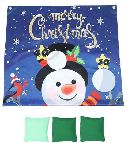 VICASKY Bandiera Gioco Lancio Sacchi da 1 Pezzo a Tema Natalizio Pupazzo di Neve e Sacchi Colorati Materiale Ecologico Sicuro per per Feste e Attività All’Aperto e al Colore Casuale