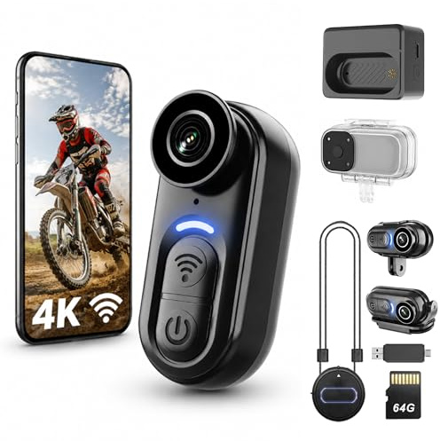 Catchallway 4K Mini Wearable Body Camera - 128GB Magnetic Thumb-Size Action Cam, 6-Axis Stabilization, Audio/Video Recording, Hands-Free POV for Vloggers, Hikers, Workers, Cycling, Travel & Daily Use