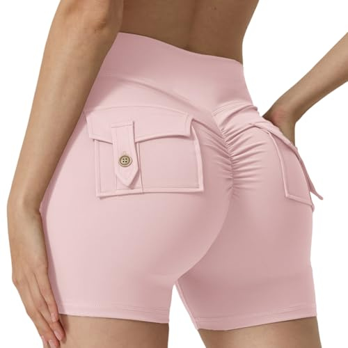 Ldabrye Pantalones cortos elegantes para mujer, absorción de sudor, suaves, transpirables, con levantamiento de cadera, pantalones cortos de ejercicio abdominal, pantalones cortos deportivos flexibles