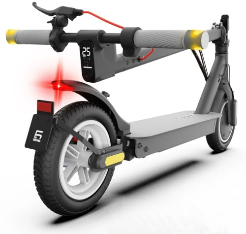 5th Wheel V30 Pro Electric Scooters for Adults, 32km Long Range, 500W Peak Motor, 25km/h Max Speed, 4 Speed Mode, 10”Solid Tires, Foldable E Scooter with APP, Turn Signals, Dual Brakes, Max Load 120kg