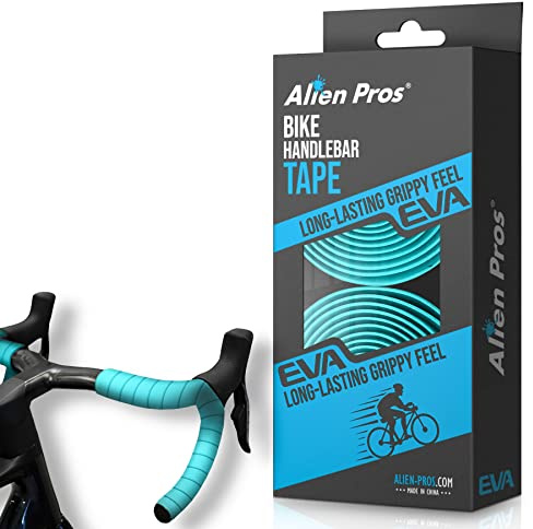 ALIEN PROS Bike Handlebar Tape EVA (Set of 2) Bianchi Green - Enhance Your Bike Grip with These Bicycle Handle bar Tape - Wrap Your Bike for an Awesome Comfortable Ride (Set of 2, Green)