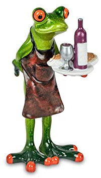 formano Dekofigur Frosch als Kellner mit Tablett H. 15,5cm hellgrün Froschhausen