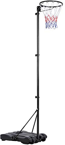 Yaheetech Netball Post Height Adjustable Stand 245.5-305 cm Portable Regulation Hoop Full Size Basketball Net Set for Training Black/Red