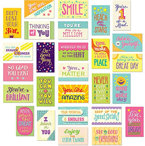 Youngever Paquete de 300 tarjetas motivacionales con citas, tarjetas de aliento, tarjetas de agradecimiento, 100 tarjetas de diseños inspiradores únicos, tamaño de tarjeta de visita