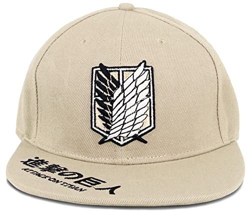 Roffatide Anime Attack on Titan Survey Corps Gorra de Béisbol Ajustable Papá Sombrero Bordado Snapback Gorra de ala Plana Caqui