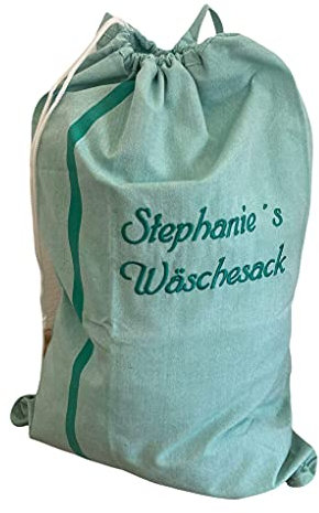 Wäschesack individuell mit Name nach Wunsch bestickt – grün - Wäschesammler – Wäschetasche – jetzt anpassen. One size