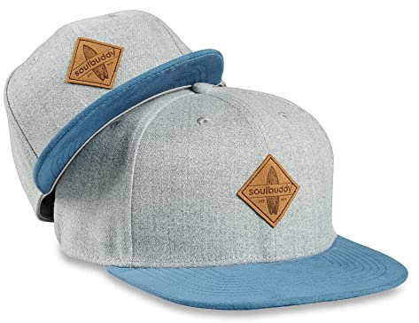Soulbuddy Cap Herren Cap Kinder – 2er-Set Familien Outfit Set – Vatertagsgeschenk für Papa – Geschenke zum Vatertag – Papa Geschenk – Grau-Blau – One Size und Kids L