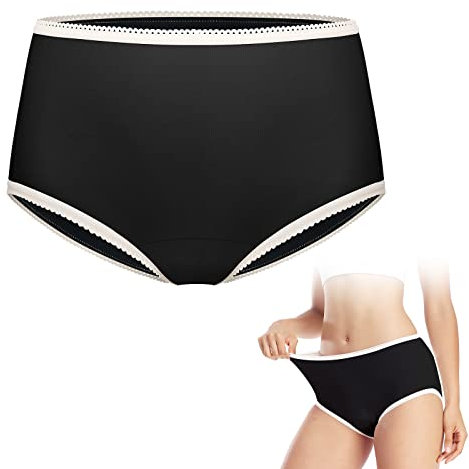 Carer Inkontinenz-Slip für Damen, waschbare Fachmann Inkontinenzunterwäsche aus Baumwolle mit Saugfähiger Einlage entwickelt für Frauen mit leichter Inkontinenz Schwarz Größe XXL