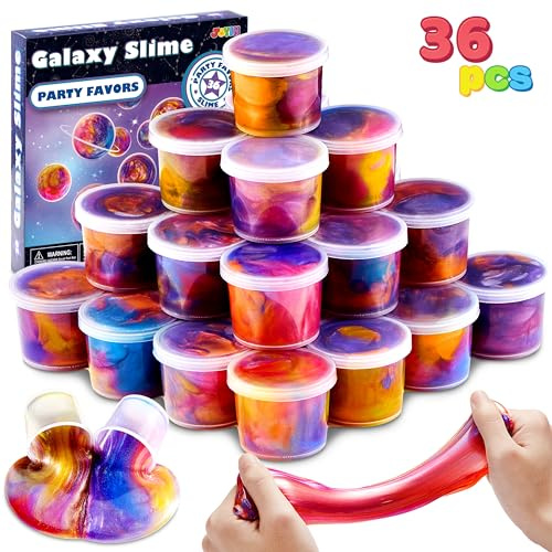 JOYIN Slime Tasse Party Favors, 36 Pack Galaxy Schleim Kinder Fluffy Slime-Nicht klebrig, Mess-frei und sicher für Mädchen und Jungen - Schleim Set Mädchen Klassenzimmer Belohnung