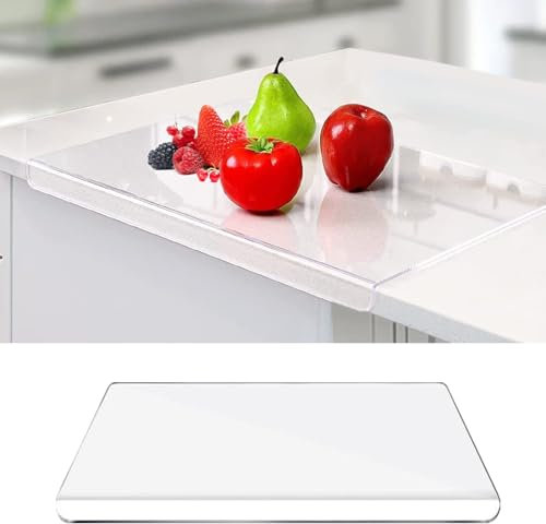 Joy Depot Large Acrylic Cutting Boards with Lip Clear Chopping Boards for Kitchen Counter Non Slip Transparent Chopping Board for Cutting Cooked Food and Fruits Countertop Protector