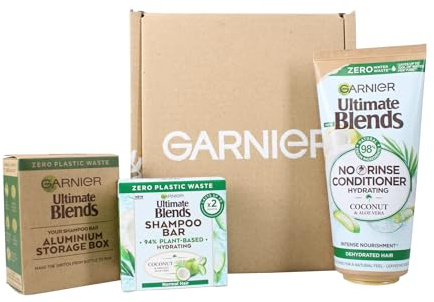 Garnier Ultimate Blends Pack - HYDRATING COCONUT & ALOE VERA SET 3PC Eco Friendly No Plastic Waste