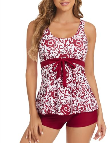 Genfien Traje De Baño Mujer Bañador de 2 Piezas Tankinis Swimsuit Top con Estampado Conjunto para Mujer Push up Swimwear Beachwear