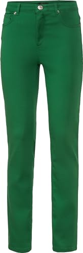 Emilia Parker Jeans Damen, Mid Waist Stretch Jeans Regular Fit, Damen Jeans Superstretch in 5 Pocket-Style, Gerader Beinverlauf, Grün, Gr. 46