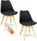 HOME DESIGN & CONFORT ®Sillas de Comedor Nórdicas con Respaldo Ergonómico con Material PU y Patas con 2,8cm de Anchura | Sillas de Cocina con Madera de Haya Maciza (2 Sillas Negras)