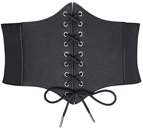 JASGOOD Ceinture en Cuir Corset Élastique Large Style Rétro Cinch pour Halloween Steampunk Médievale Pirate