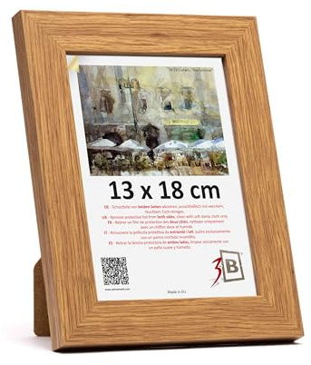 3-B Cadre photo ISEO - Brun (Chêne) - 13x18 - cm Cadre en bois, cadre photo, cadre portrait avec verre acrylique