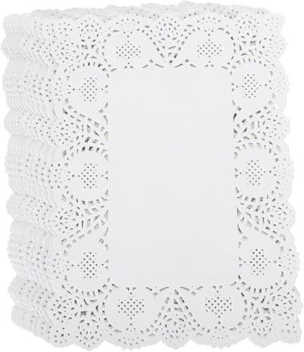 Centrini di carta in pizzo bianco per decorazione di matrimoni, San Valentino, feste, confezione da 100 (rettangolari, 25 x 35 cm)