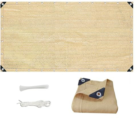 MAODUZI Sonnenschutz Balkon Sichtschutz 90x350cm, Balcony Privacy Screen Wasserdurchlässig Balkon Sichtschutz Seitlich mit Ösen für Zaun Pavillon Balkongeländer - Beige