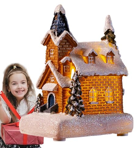 Penlimly Pueblo De Navidad | Casitas Iluminadas para Pueblo Navideño | Miniaturas Coleccionables Decoración para Hogar Fiestas Invierno | Escaparates Estantes Tiendas