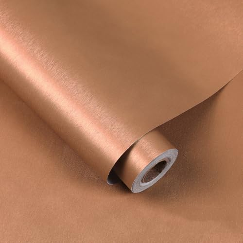 LZH-LP Carta da Parati Adesiva Effetto Ottone Metallico Spazzolato, 40x500CM Impermeabile Anti-olio Rivestimento Mobili per Cucina Soggiorno Scrivania Frigorifero Fai da te Pellicola Vinilica