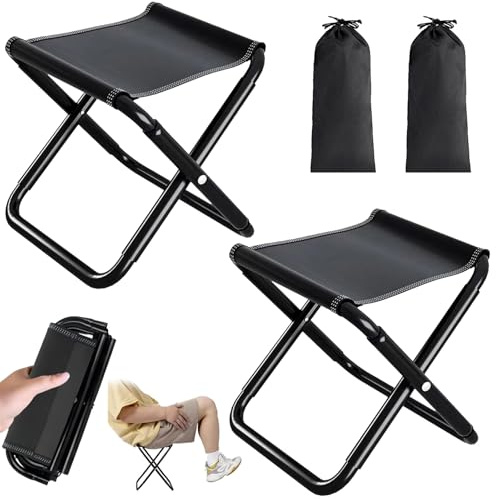 Tabouret de Camping,2 Pièces Siège de Camping Portable 30cm,Tabouret Pliable de Campings,Tabourets Pliant Portable,Siège de Pêche,Mini Chaise Pliante Portables,pour Le Campings la Pêche Les Voyages