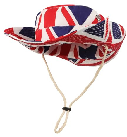 Cappello unisex Union Jack Bowler, cappello da pescatore britannico con tesa larga melone, cappello da sole in stile cowboy, cappello da sole, cappello da trekking, cappello da pescatore, cappello