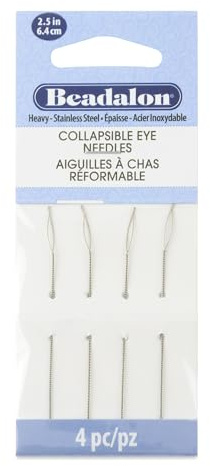 Beadalon Collapsible Eye Beading Needles - 2.5 Inches, Heavy, 4 pc