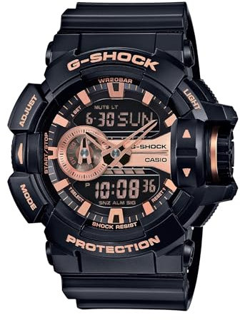 Casio G-Shock Black and Rose Gold-Tone Dial Resin Quartz Men's Watch GA400GB-1A4