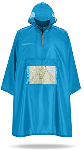 STANDWERK® Regenponcho Herren & Damen - Mit Ärmel und geschlossenen Seiten für rundum Schutz - Windsicherung gegen Stürme - Regencape 100% wasserdicht (S/M)