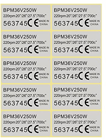ECSiNG 10pcs Mid Drive Motor Sticker 36V 250W Motor Waterproof Sticker Decal 4.5x2.3cm Motor CE Label Tags Compatible with BAFANG BBS01 BBS01B BBS02 BBS02B BBSHD