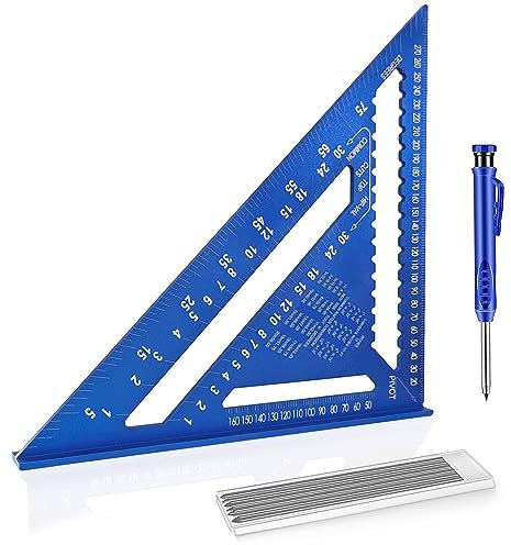 Tendak Escuadra de carpintero 5 en 1 – Transportador de ángulo de tope + marcador de agujeros profundos – Ángulo de aluminio con 300 mm