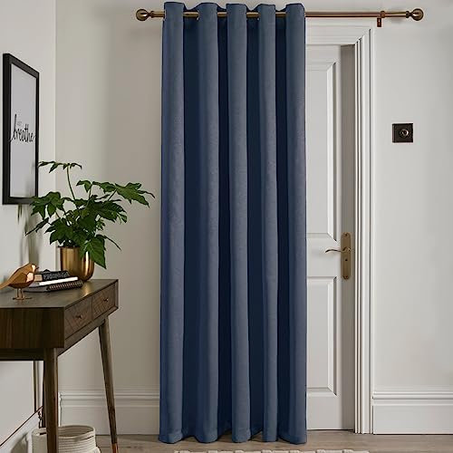 Fusion Blue Single Curtain W66 x L84 - 1x Panel Eyelet - Dark Blue Thermal for Bedroom & Living Room - Navy - Strata Collection