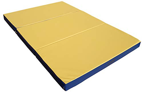 RoniKids Materassino di Caduta 150 x 100 x 8 cm pieghevole Tappetino da Allenamento Tappetino da Ginnastica per Esercizi Fitness Stuoia Sportiva impermeabile (giallo/blu)