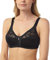 reshmena® Non-Wired Womens Floral Lace Bra Firm Control Soft Cup Satin Lace Bra - Women’s Non-Wired Full Cup Non-Padded Underwear Bra Black 38E
