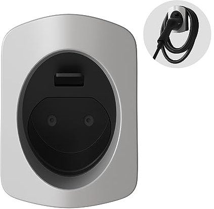 Tera EV Charger Holder Type 2 Charger: High-Durability Material Electric Car Wall Mount Connector Charging Cable Holder Organizer Electric Vehicle Charging Station Car Accessory Silver