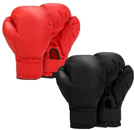 JISADER 2 Paia di Guanti da Allenamento per Boxe, Guanti da Sparring, per Esercizi, Protezione per Le Mani, Guanti da Boxe in Pelle PU per Allenamento MMA,