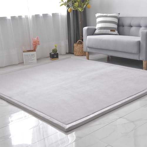 SETHEPACE Coral Velvet Baby Mat, Anti-Slip Nursery Rug, 1.2'' Thick Baby Play Mat for Toddlers & Infants, Soft Crawling Rugs Mat for Kids, Children(Silver Gray, 150 * 200CM/59.06 * 78.74INCH)