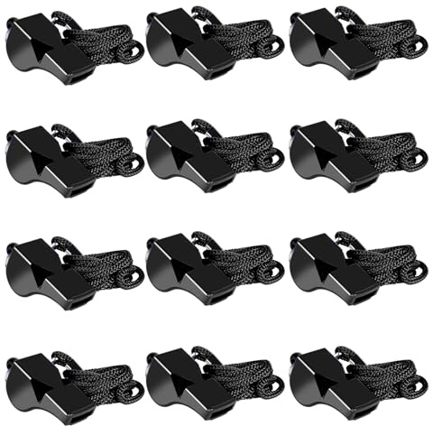 LIANGYUNZE 12 Sport Whistles Black with Lanyards