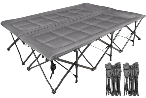 REDCAMP Lits de camping surdimensionnés pour 2 personnes – 226,8 kg – Lit de couchage extra large de 150 cm – Lits de couchage très résistants – Lit XXXL portable pour extérieur et bureau – Gris