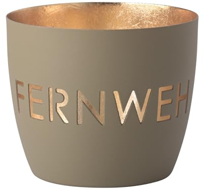 Giftcompany Madras, Windlicht, M, Motiv: Fernweh, Sandstone/Gold