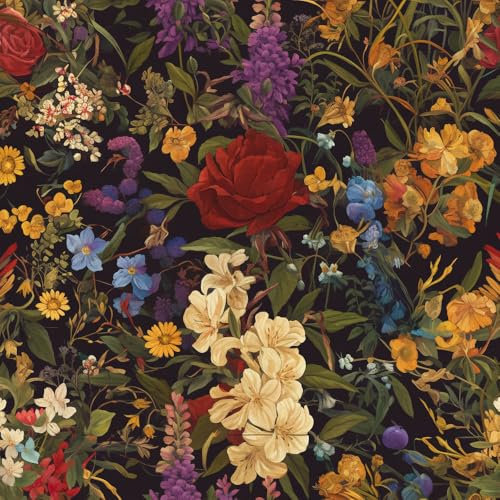 JIAOQSS Papel pintado autoadhesivo Barroco romántico boho floralFlores de jardín Papel tapiz adhesivo vinilo impermeable decorativo para dormitorio